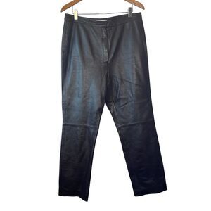 Real Clothes Saks Fifth Avenue Brown Leather High Waist Pants Sz 12